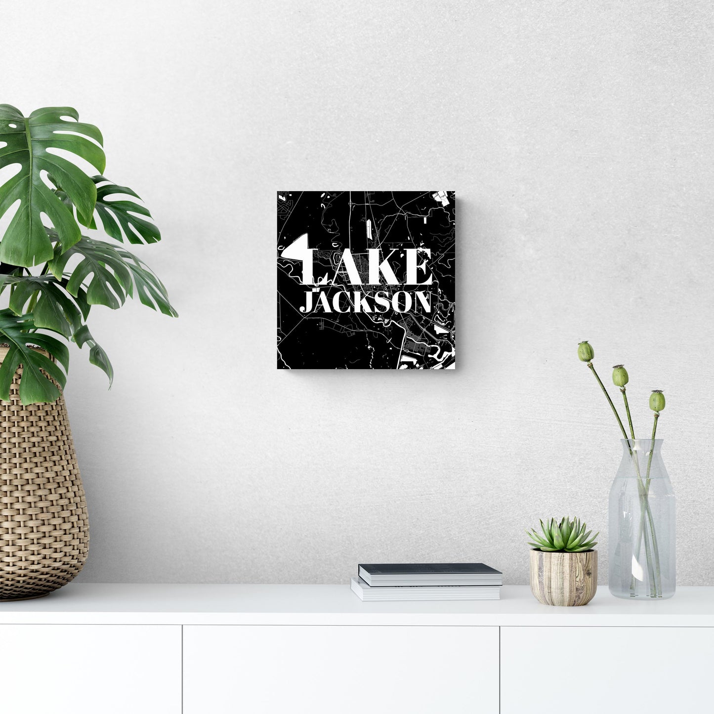 Minimalistic B&W Texas Lake Jackson Map | Wood Sign | Eaches | Min 2