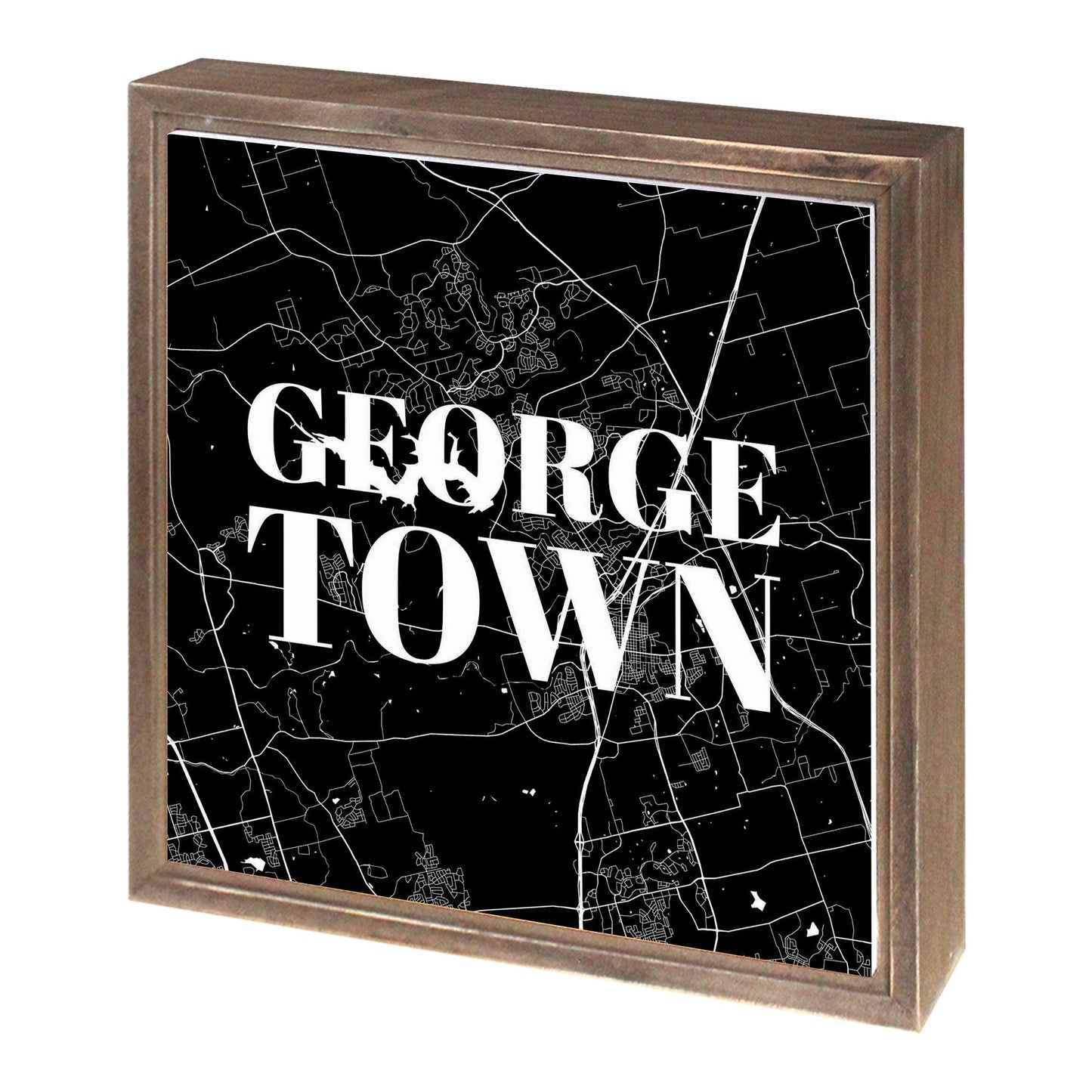 Minimalistic B&W Texas Georgetown Map | Wood Sign | Eaches | Min 1