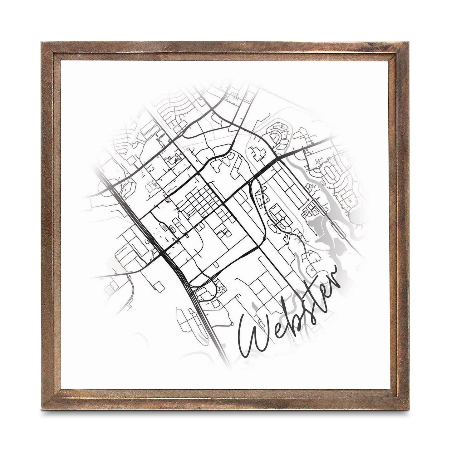 Minimalistic B&W Texas Webster Circle Map | Wood Sign | Eaches | Min 1