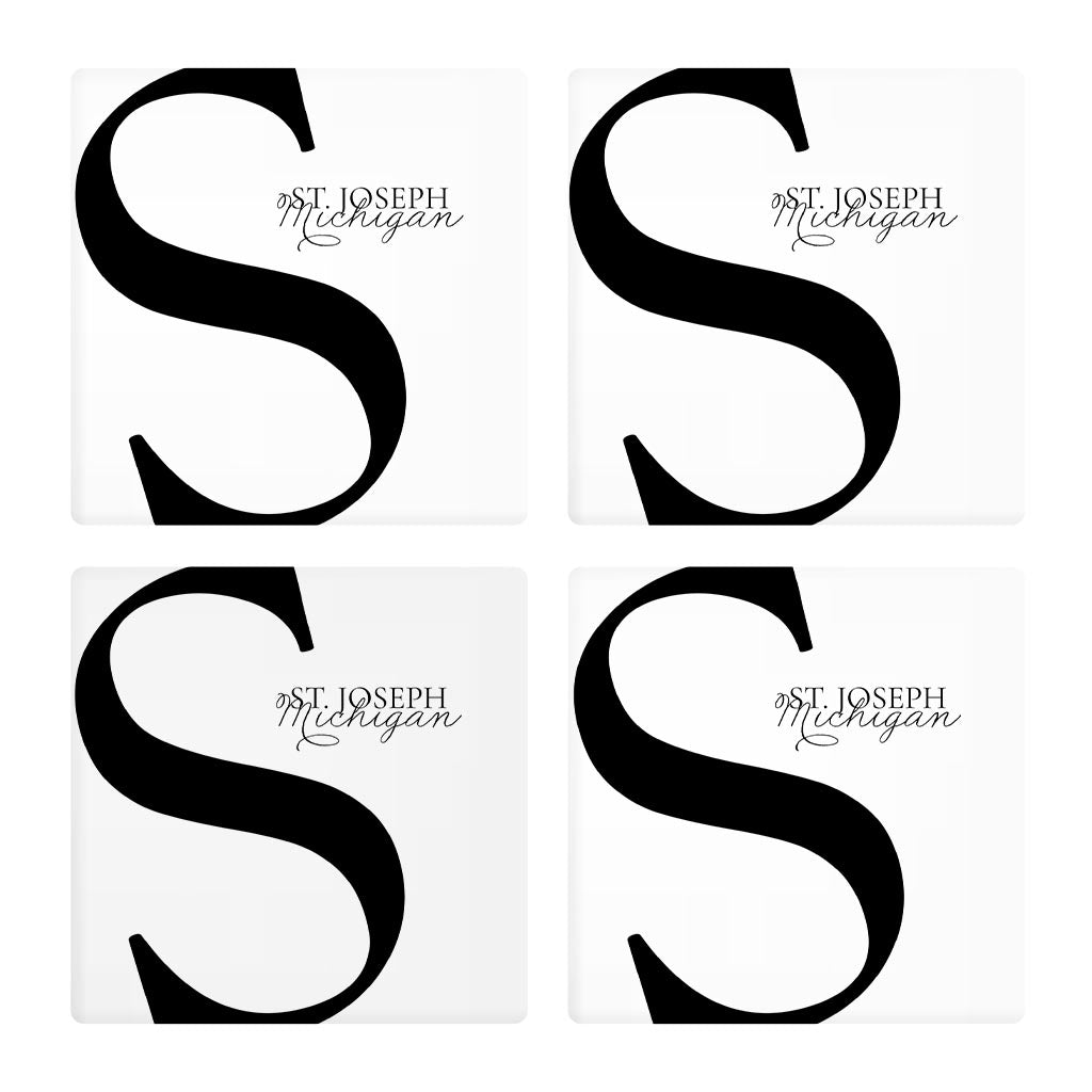 St Joseph Mi Minimal Monogram | Absorbent Coasters | Set of 4 | Min 2