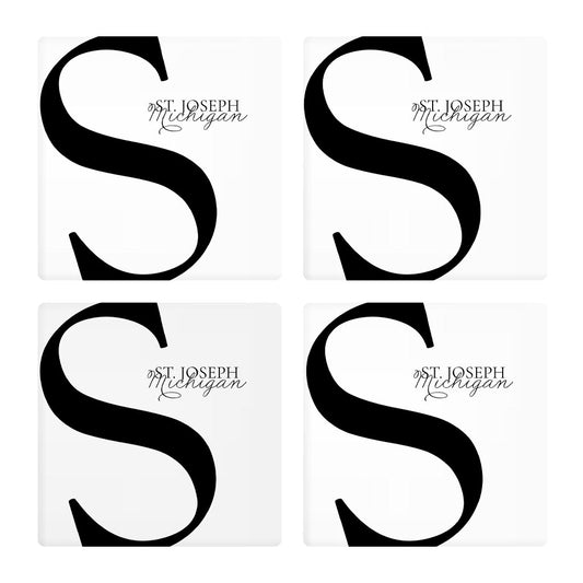 St Joseph Mi Minimal Monogram | Absorbent Coasters | Set of 4 | Min 2