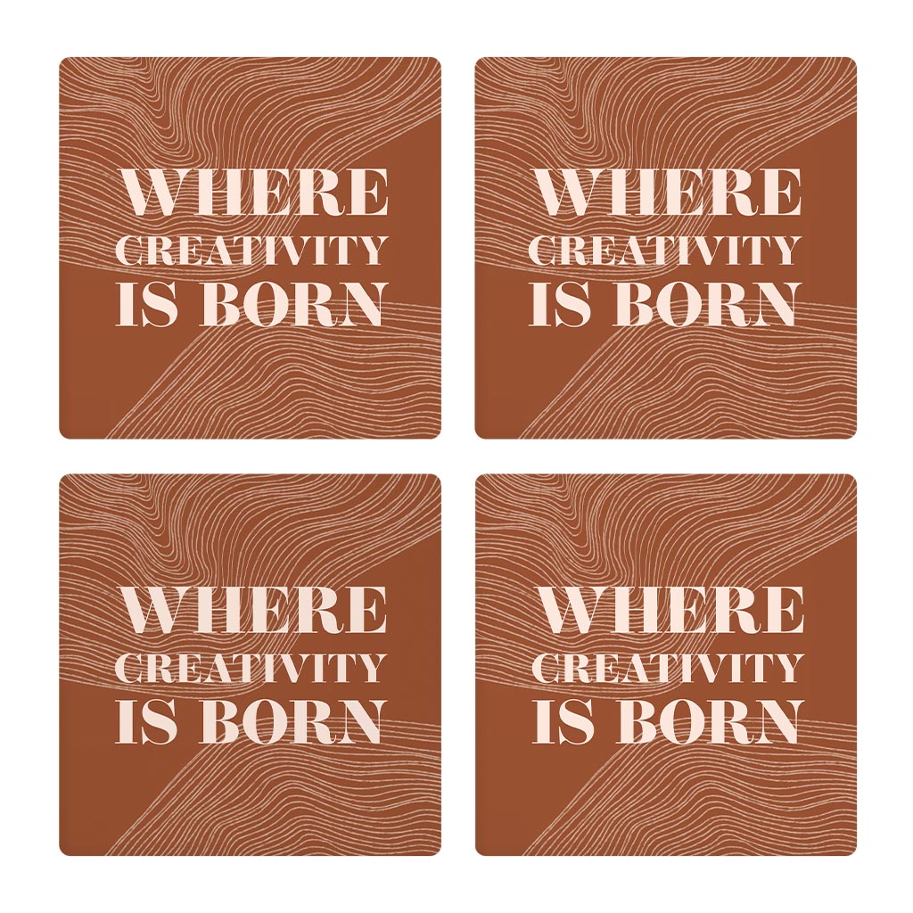 Modern Minimalist New York Creativity Is Born | Absorbent Coasters | Set of 4 | Min 2