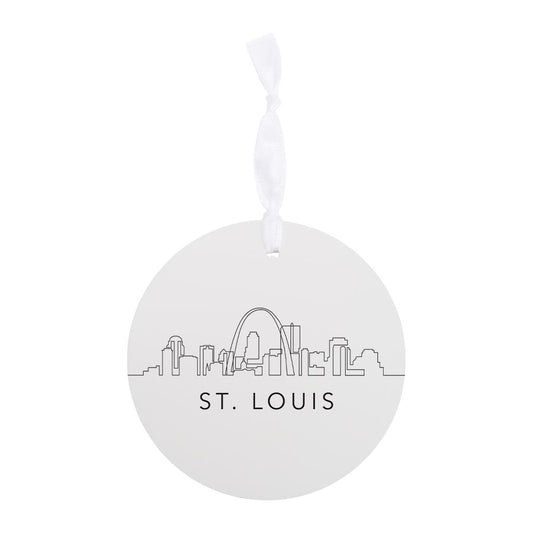 Minimalist B&W Missouri St Louis Skyline| Wood Ornament | Eaches | Min 6