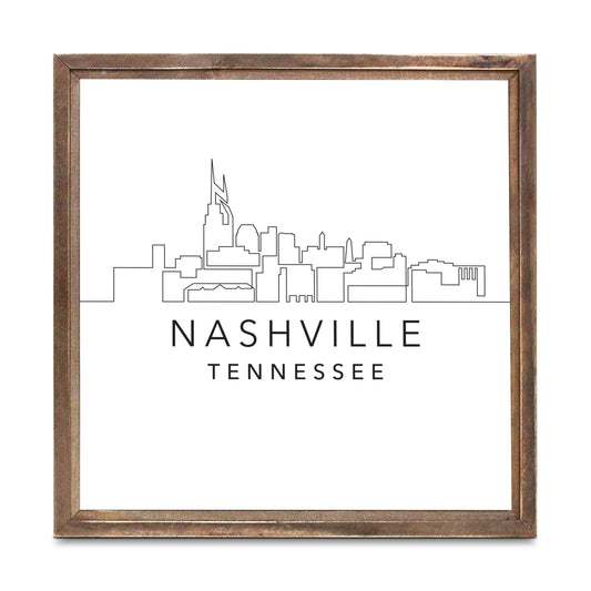 Minimalist B&W Tennessee Nashville Skyline | Wood Sign | Eaches | Min 1