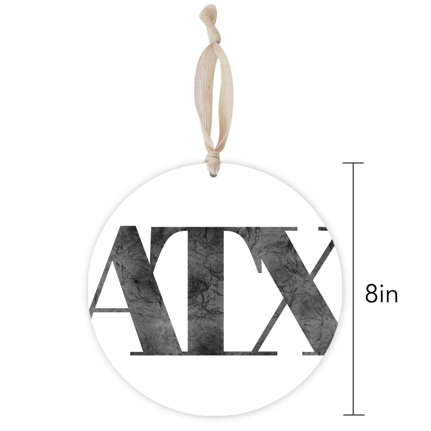 Minimalistic B&W Texas Austin White Initials | Wood Ornament | Eaches | Min 1