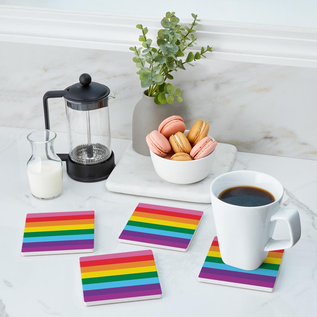 Original Pride Flag Colors| Absorbent Coasters | Set of 4 | Min 2