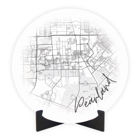 Minimalistic B&W Texas Pearland City Circle Map | Wood Sign | Eaches | Min 1