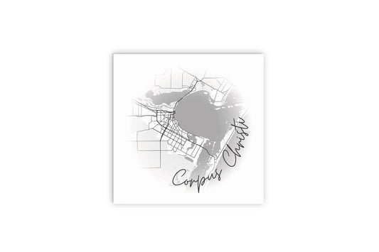 Minimalistic B&W Texas Corpus Christi Circle Map | Wood Sign | Eaches | Min 2