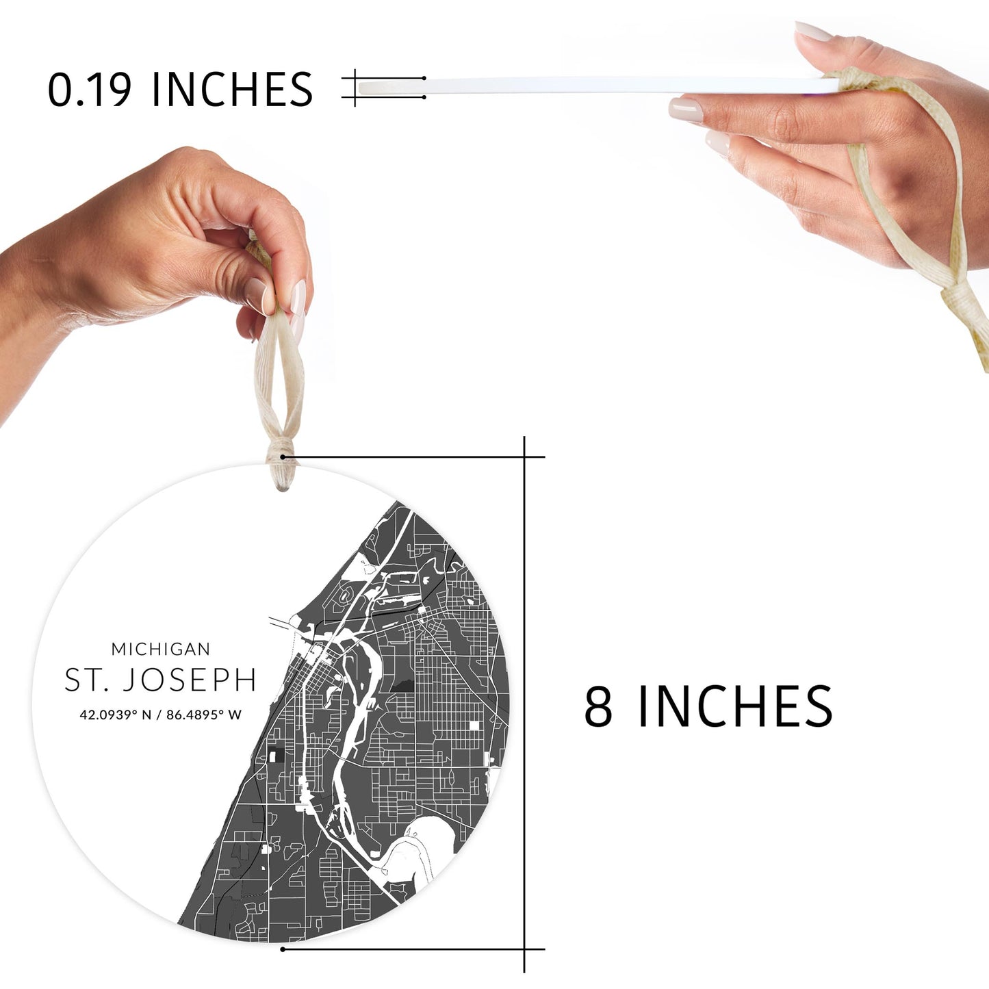 St Joseph Black And White Map | Wood Ornament | Eaches | Min 1