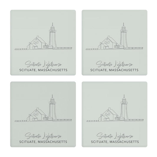 Scituate Lighthouse Muted Coastal | Absorbent Coasters | Set of 4 | Min 2