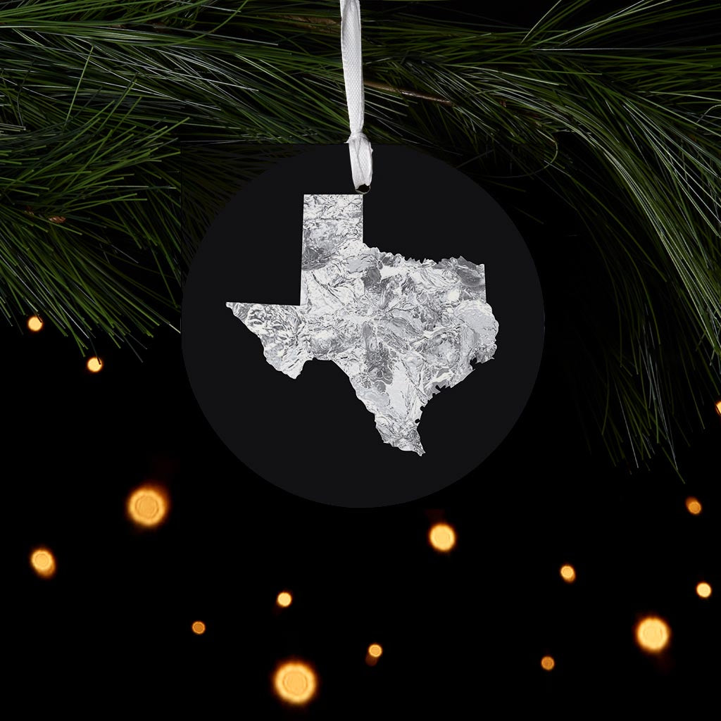 Minimalistic B&W Texas Metal State Shape | Wood Ornament | Eaches | Min 6