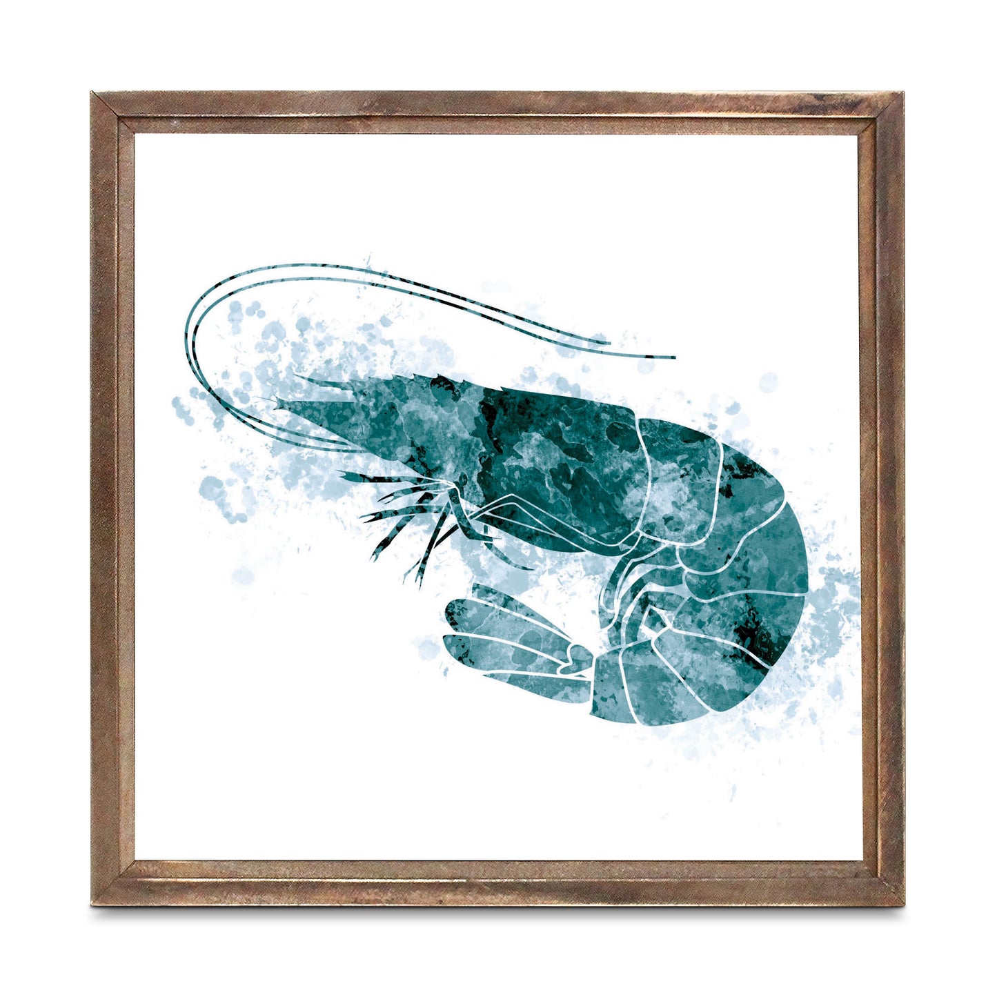 Blue White Water Color Shrimp | Wood Sign | Eaches | Min 1