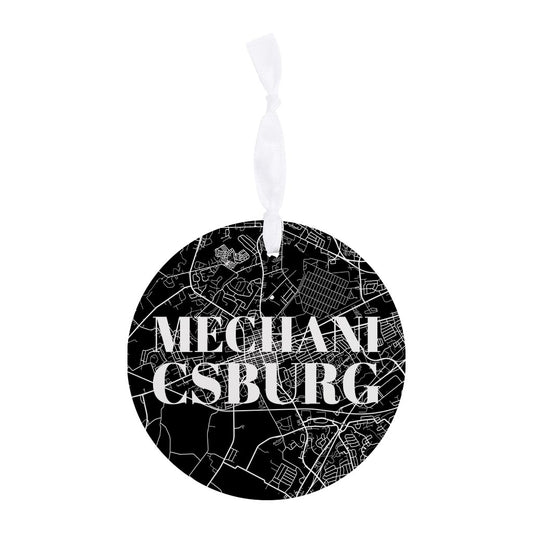 Minimalistic B&W Pennsylvania Mechanicsburg Map| Wood Ornament | Eaches | Min 6