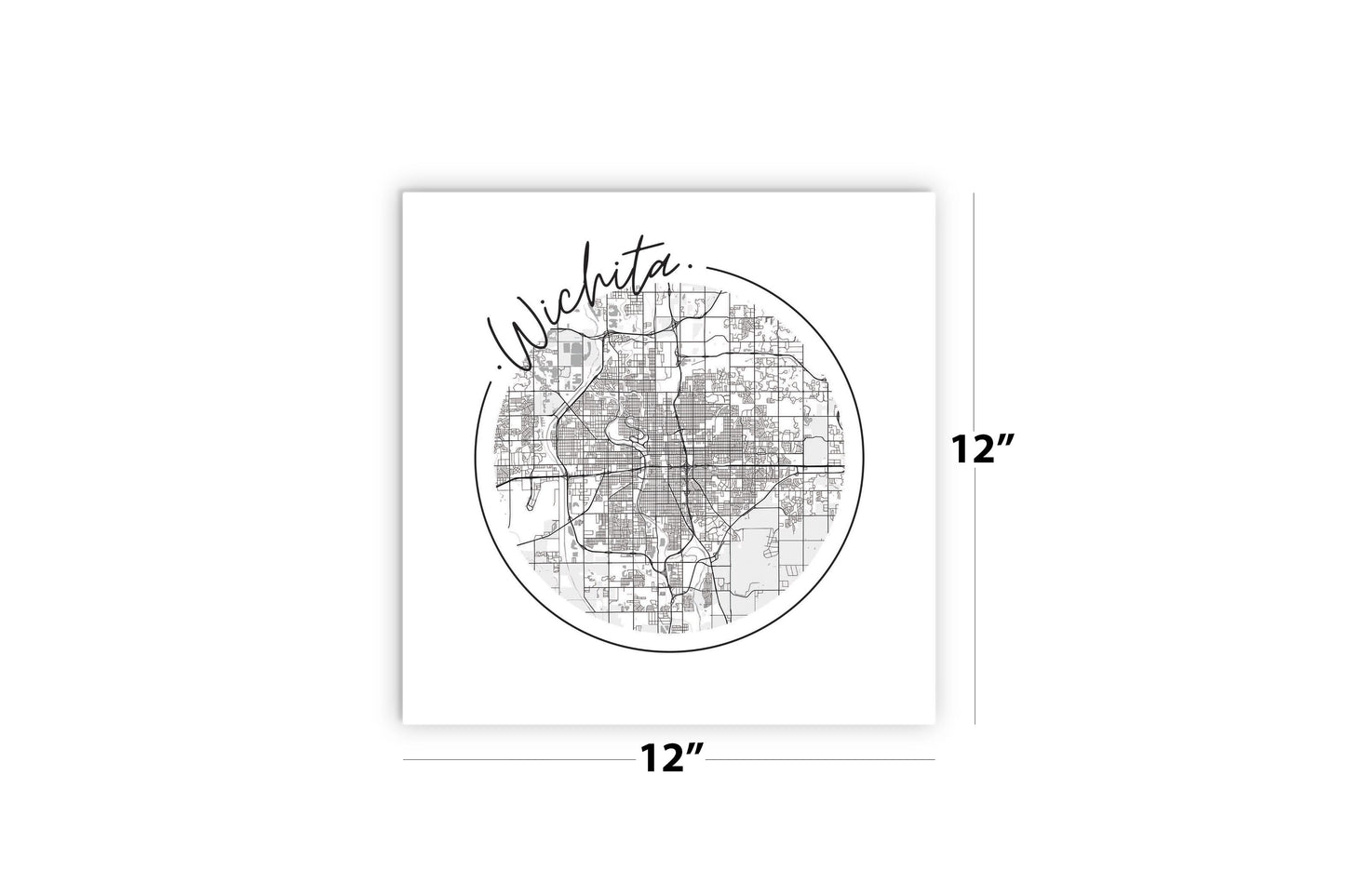 Minimalist B&W Kansas Wichita Circle Map | Wood Sign | Eaches | Min 2