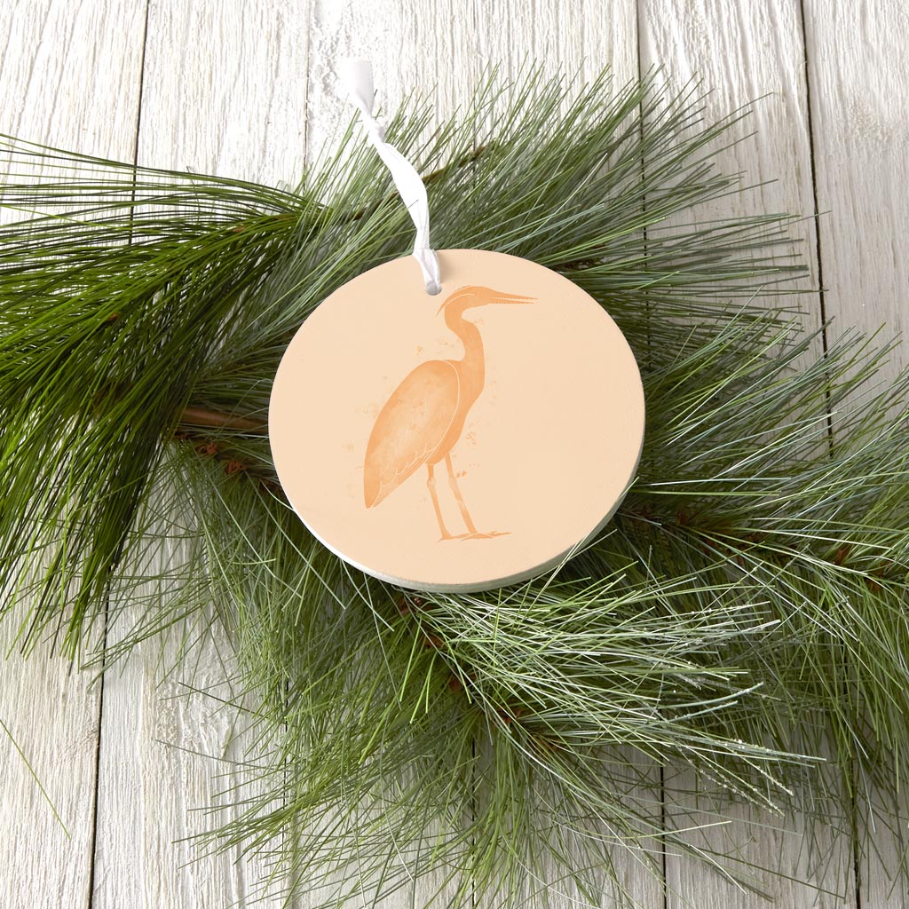 Louisiana Colorful Water Color Heron | Wood Ornament | Eaches | Min 6