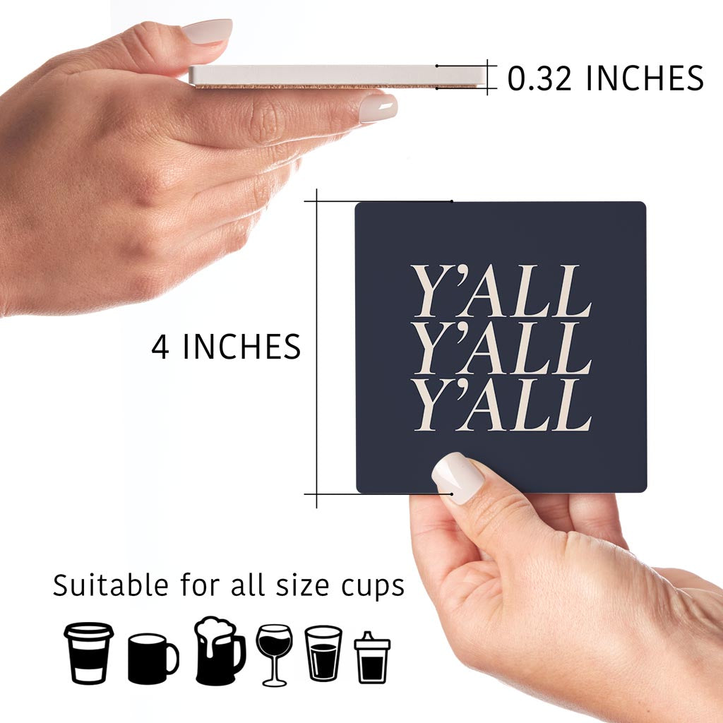 Modern Minimalist Texas Yall | Absorbent Coasters | Set of 4 | Min 2