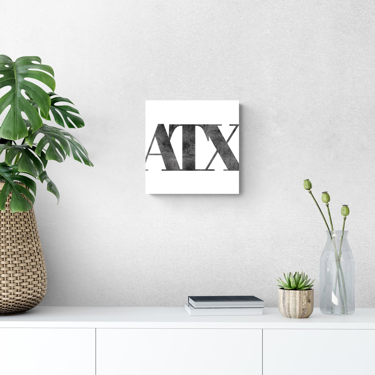 Minimalistic B&W Texas Austin White Initials | Wood Sign | Eaches | Min 2