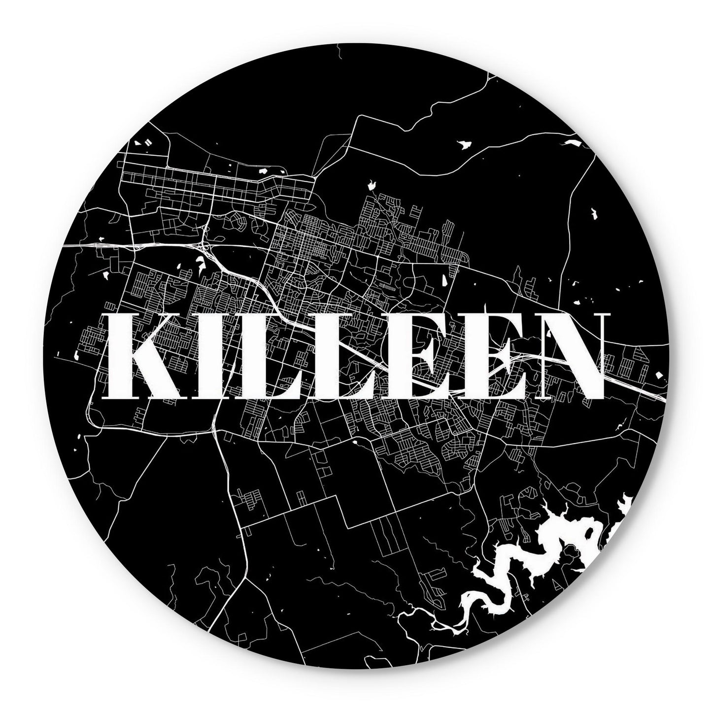 Minimalistic B&W Texas Killeen Map | Wood Sign | Eaches | Min 1