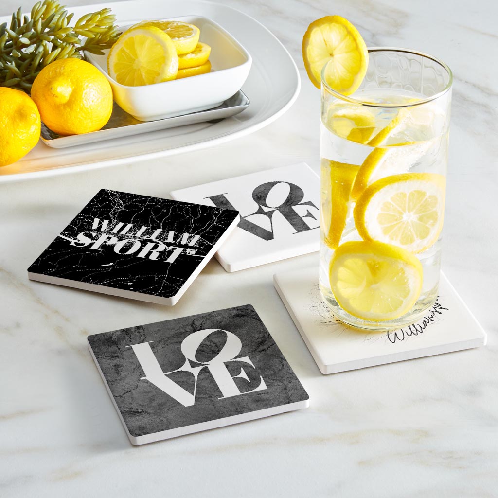 Minimalistic B&W Pennsylvania Williamsport Maps Love| Absorbent Coasters | Set of 4 | Min 2