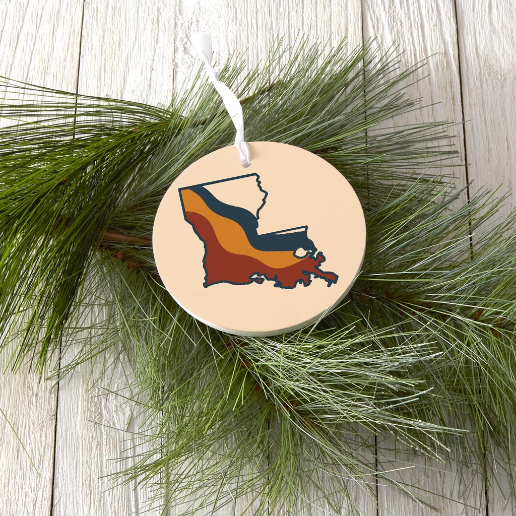 Modern Minimalist Louisiana Retro State Shape| Wood Ornament | Eaches | Min 6