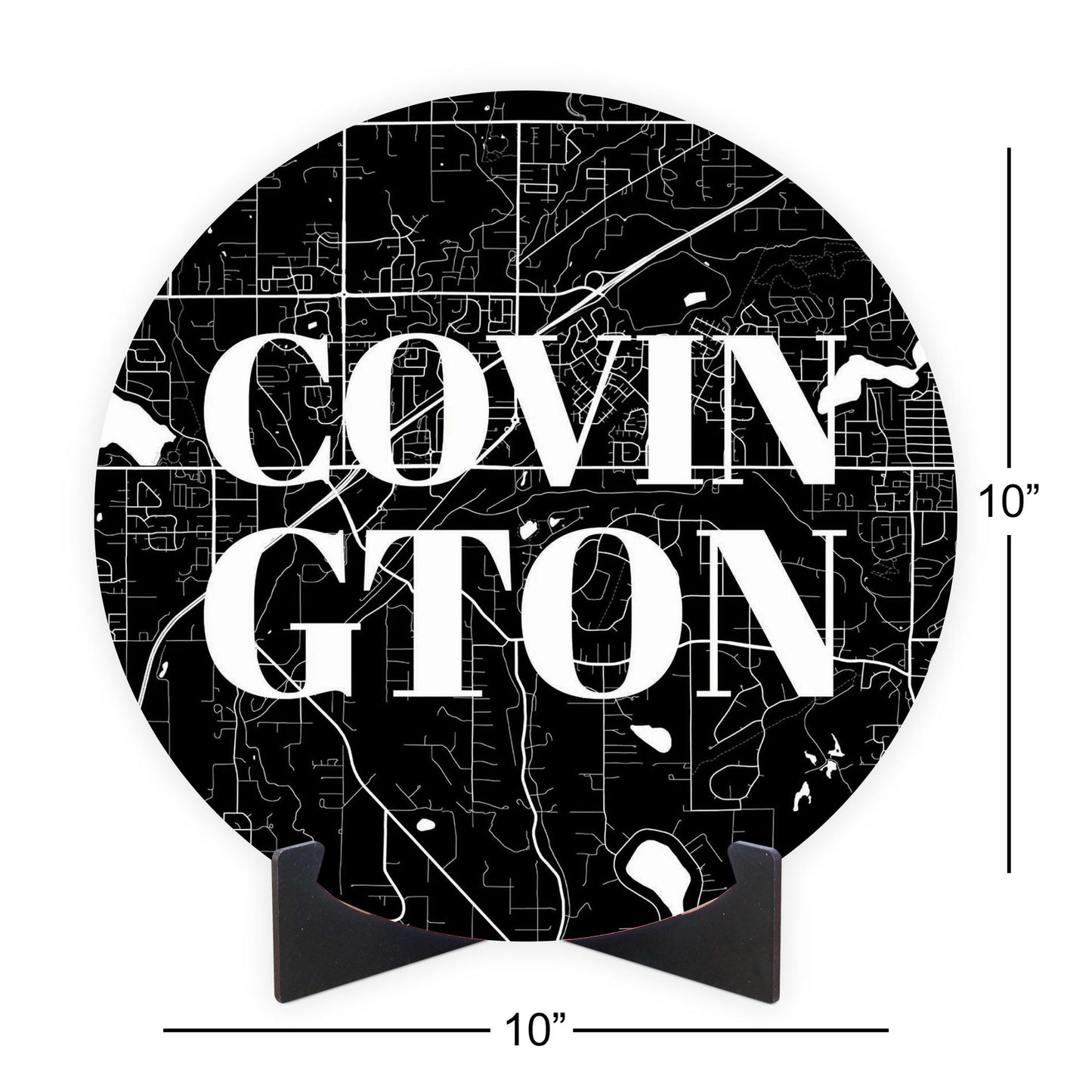 Minimalistic B&W Washington Covington Map | Wood Sign | Eaches | Min 1