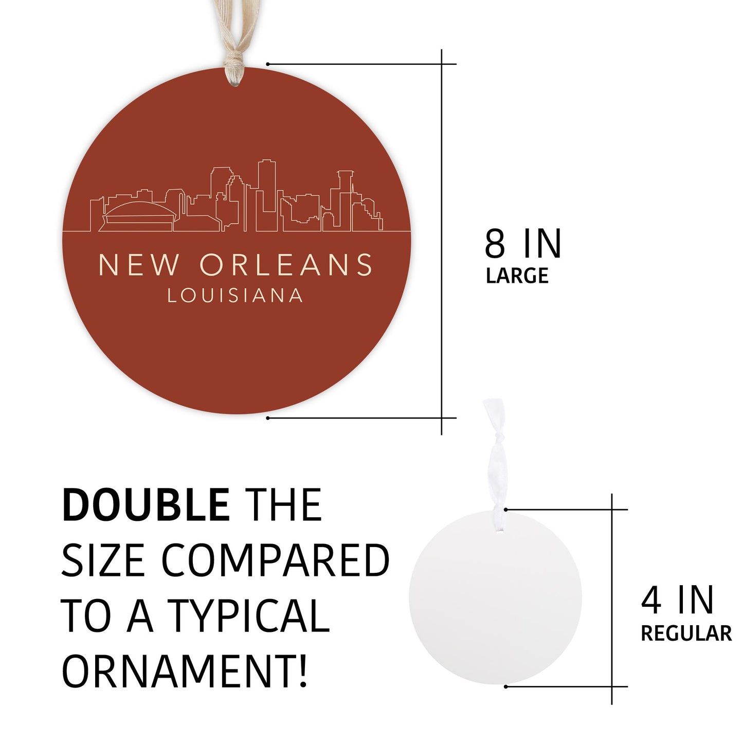 Louisiana Colorful New Orleans Skyline | Wood Ornament | Eaches | Min 1