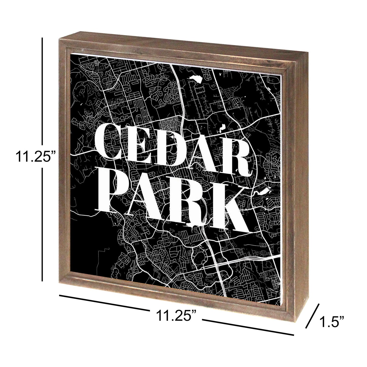 Minimalistic B&W Texas Cedar Park Map | Wood Sign | Eaches | Min 1