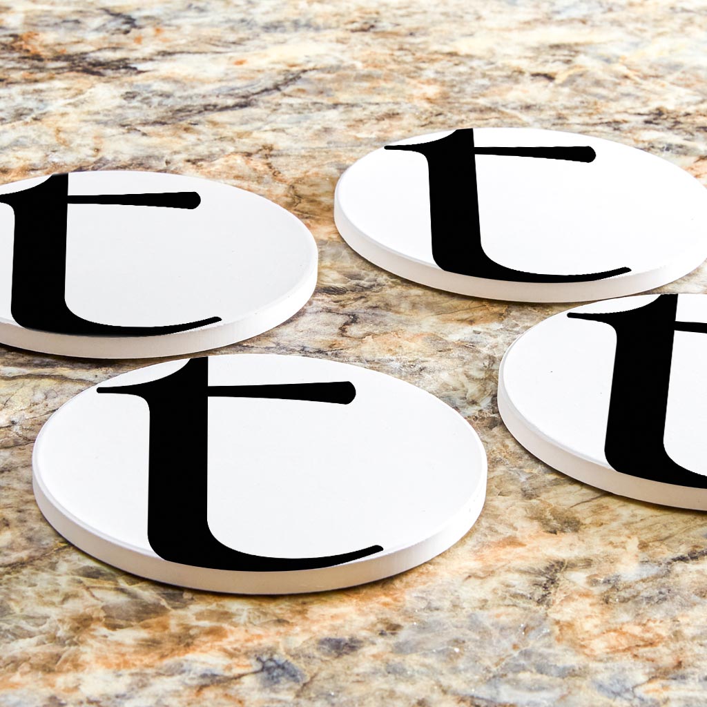 Minimalist Monogram T Circle | Absorbent Coasters | Set of 4 | Min 2