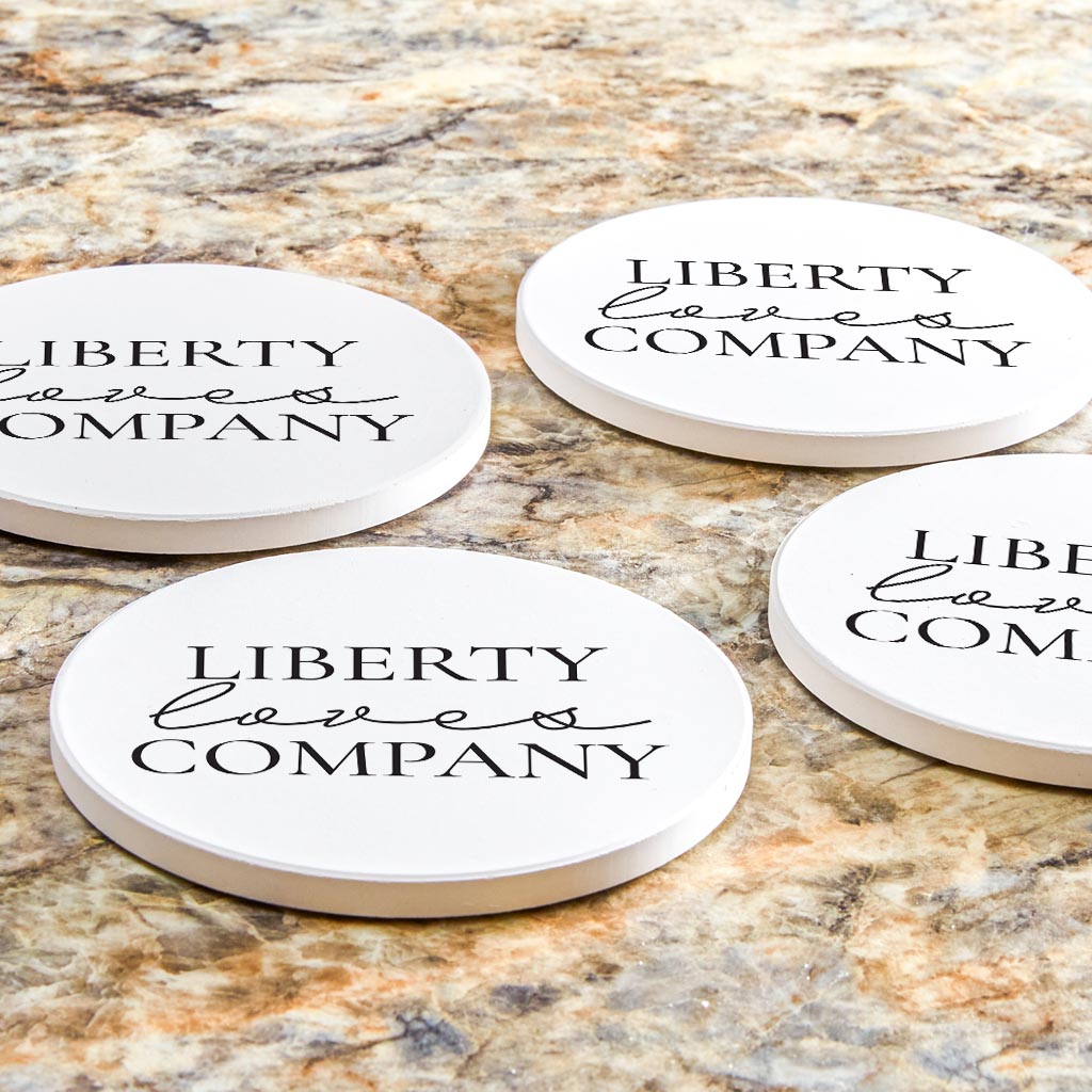 Minimalistic B&W Pennsylvania Liberty Quip | Absorbent Coasters | Set of 4 | Min 2