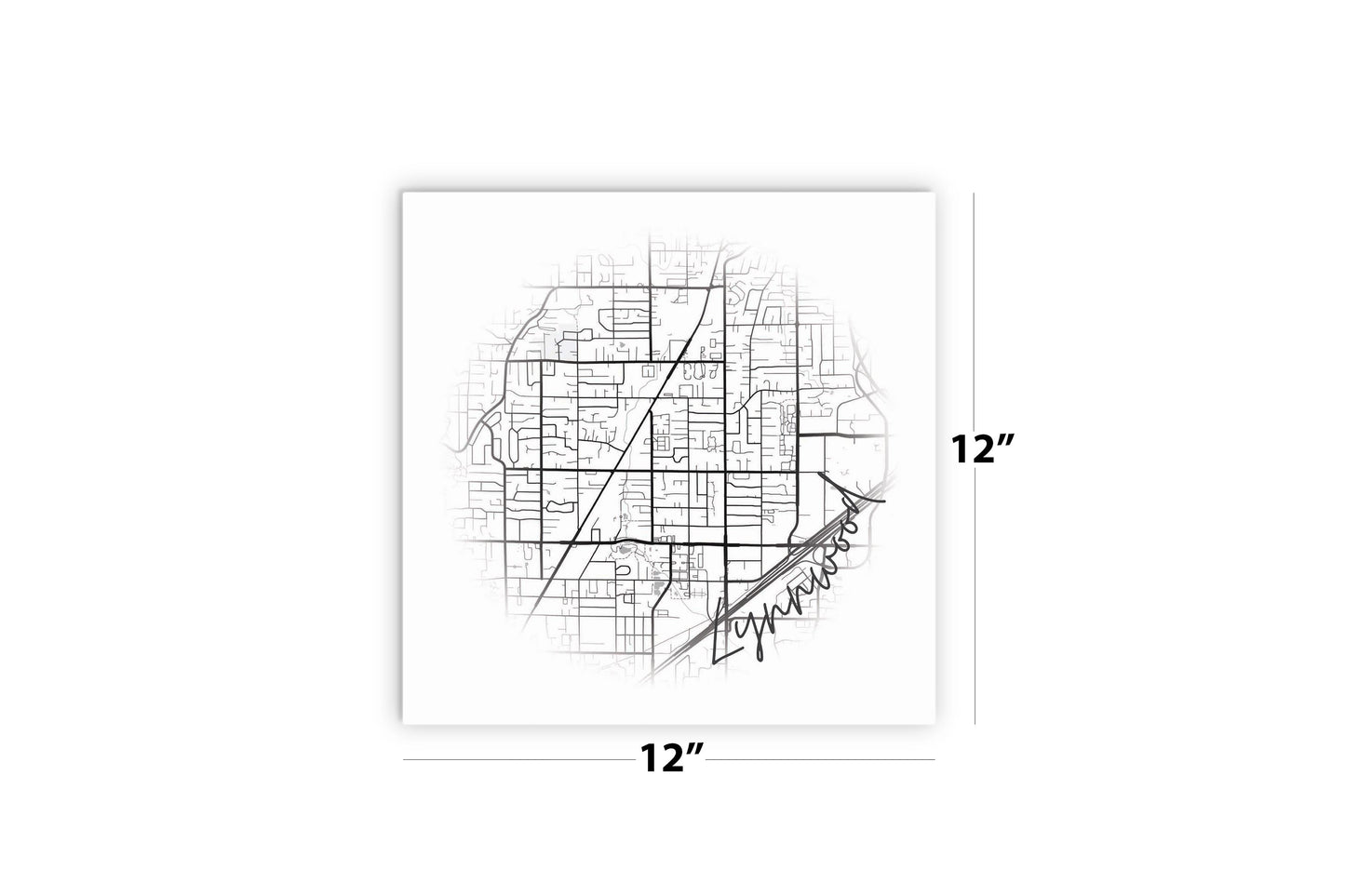 Minimalistic B&W Washington Lynnwood Circle Map | Wood Sign | Eaches | Min 2