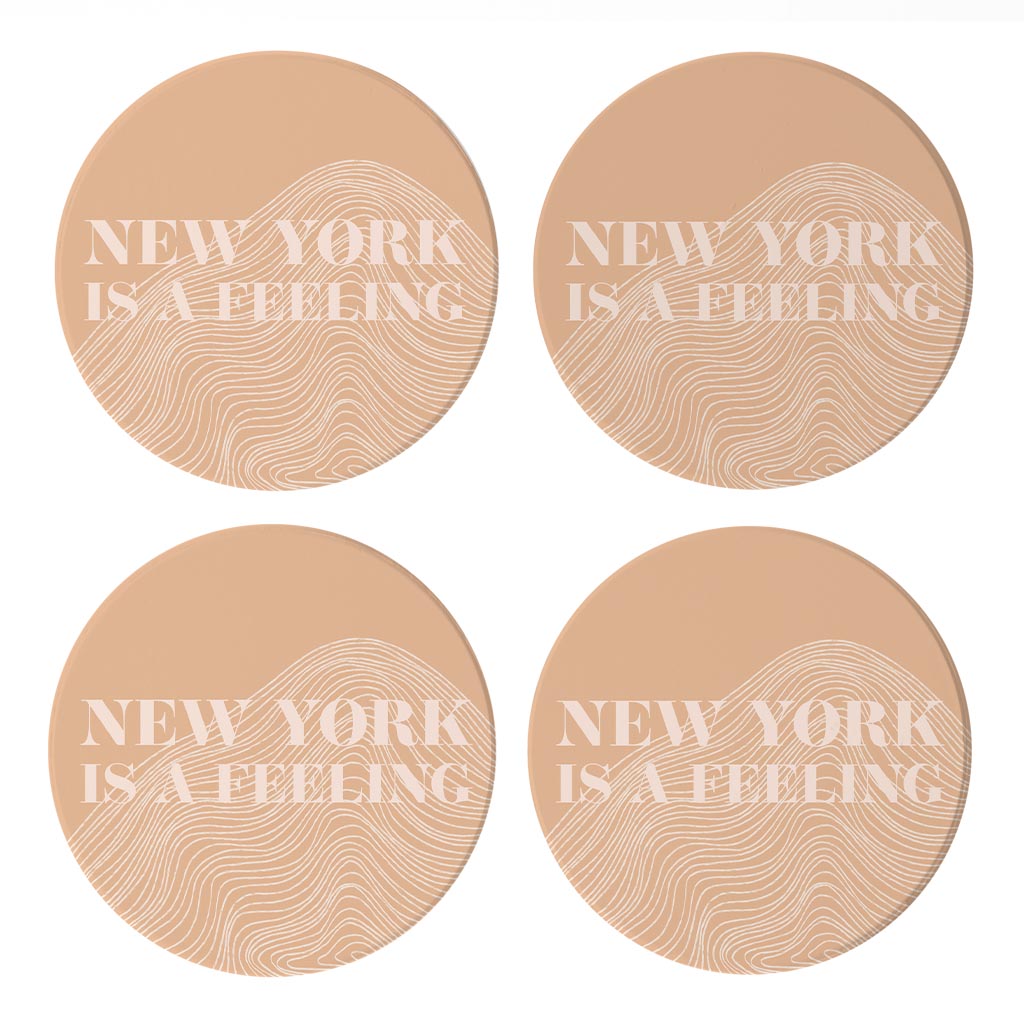 Modern Minimalist New York Is A Feeling | Absorbent Coasters | Set of 4 | Min 2