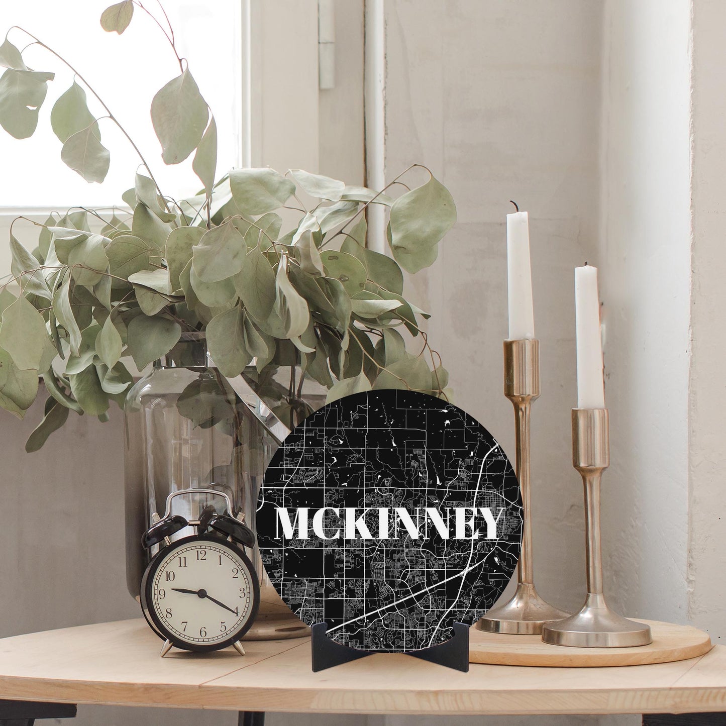 Minimalistic B&W Texas Mckinney Map | Wood Sign | Eaches | Min 1