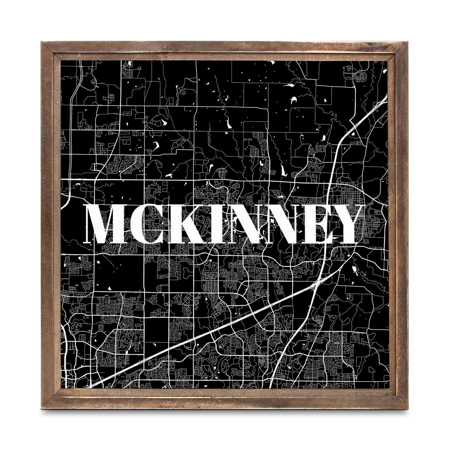 Minimalistic B&W Texas Mckinney Map | Wood Sign | Eaches | Min 1