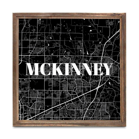 Minimalistic B&W Texas Mckinney Map | Wood Sign | Eaches | Min 1