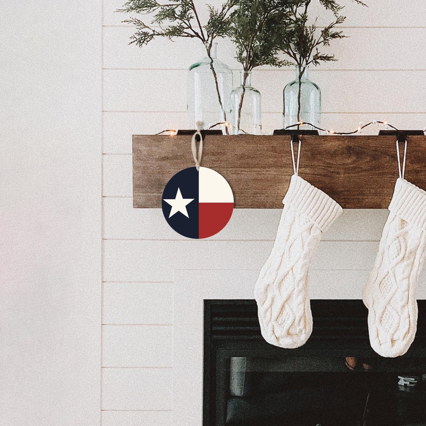 Modern Minimalist Texas Colors Flag | Wood Ornament | Eaches | Min 1