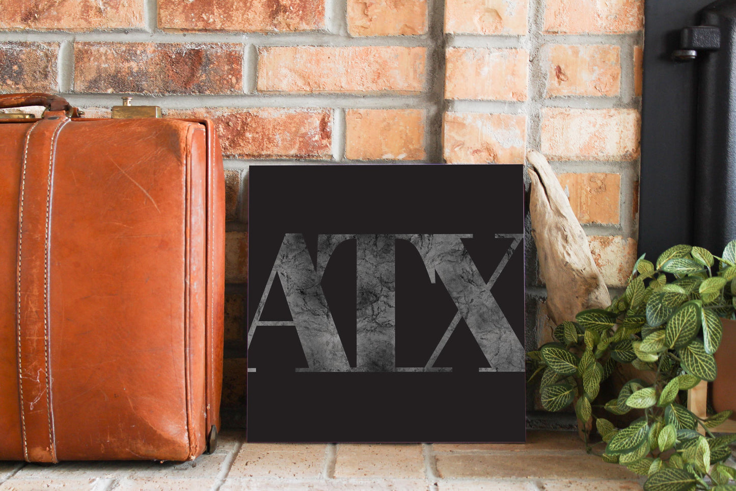 Minimalistic B&W Texas Austin Black Initials | Wood Sign | Eaches | Min 2