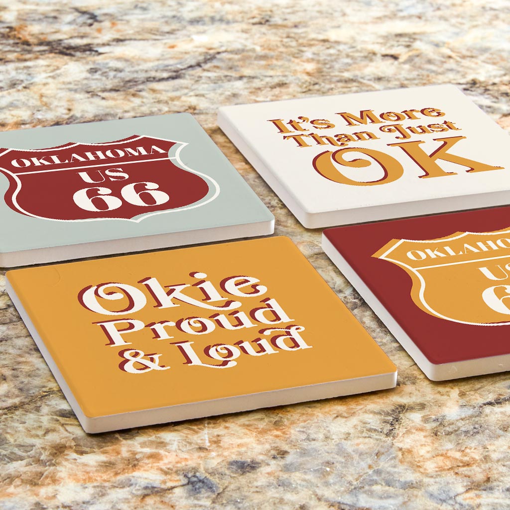 Modern Minimalist Oklahoma Set | Absorbent Coasters | Set of 4 | Min 2