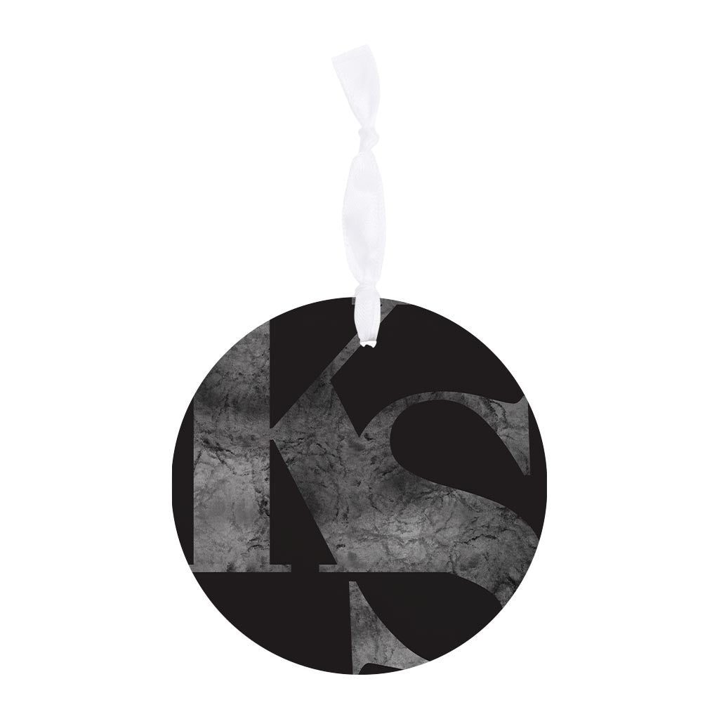 Minimalist B&W Kansas Black Initials | Wood Ornament | Eaches | Min 6