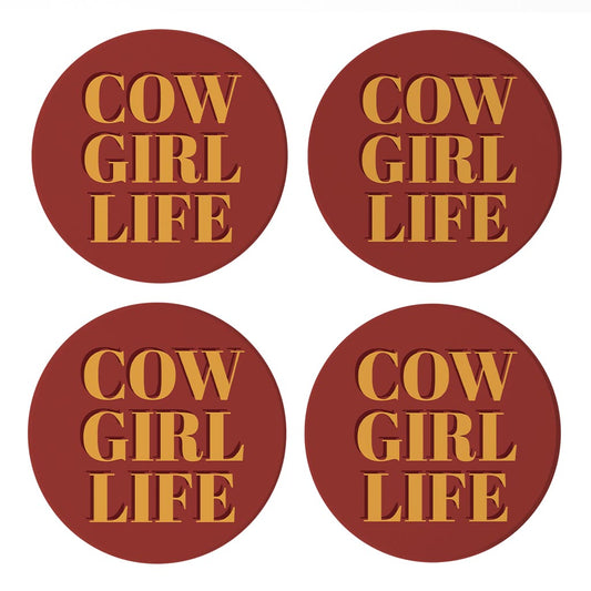 Modern Minimalist Oklahoma Cowgirl Life| Absorbent Coasters | Set of 4 | Min 2