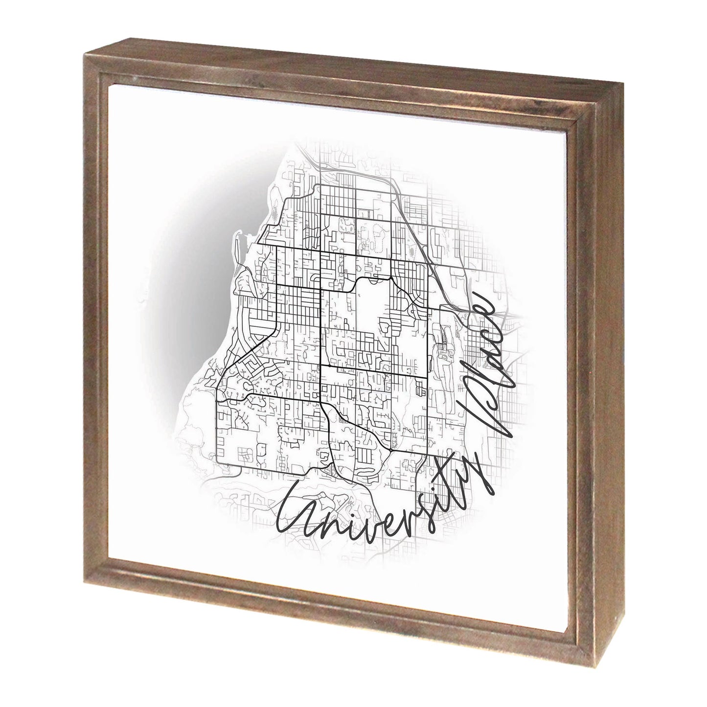 Minimalistic B&W Washington University Place Circle Map | Wood Sign | Eaches | Min 1