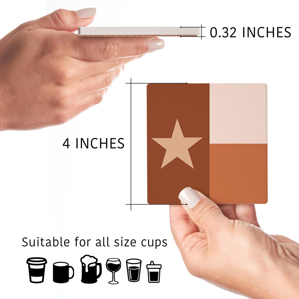 Modern Minimalist Texas Set | Absorbent Coasters | Set of 4 | Min 2