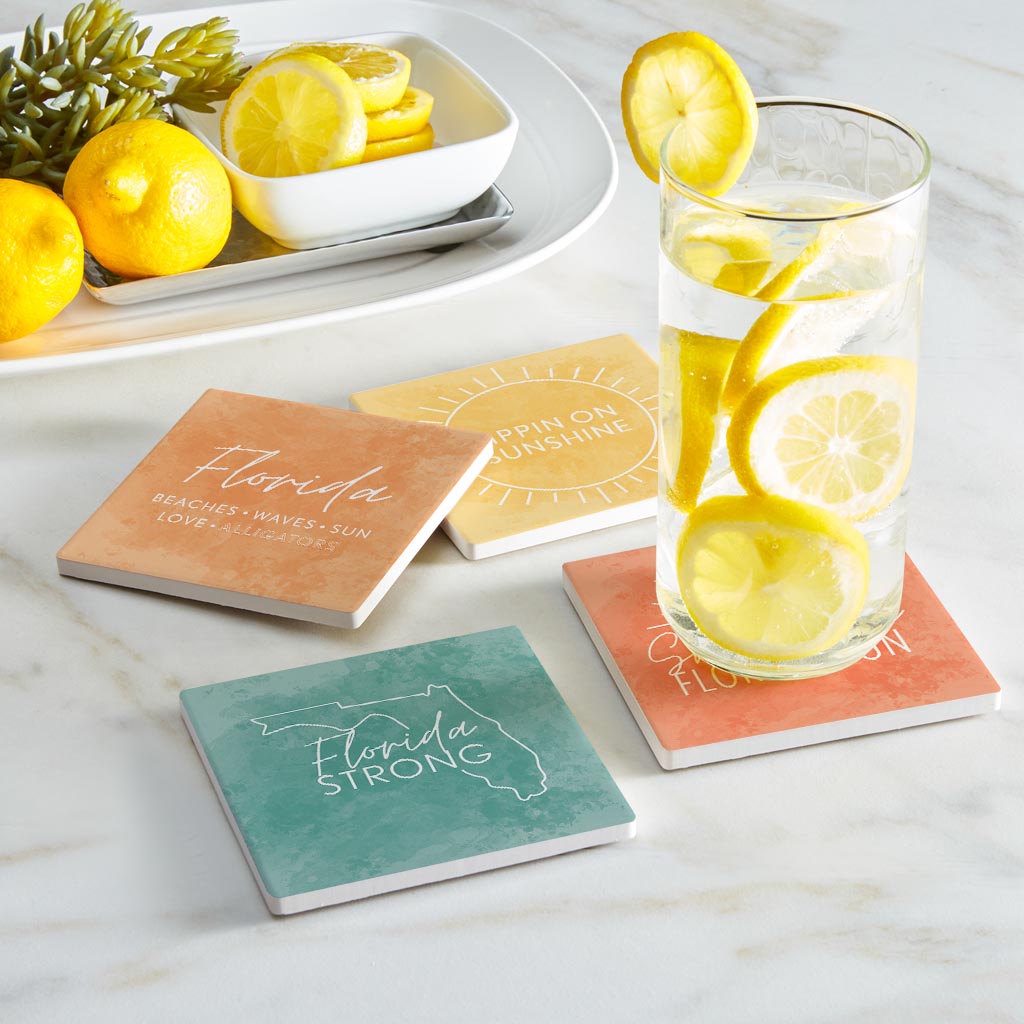 Florida Water Color Sayings| Absorbent Coasters | Set of 4 | Min 2