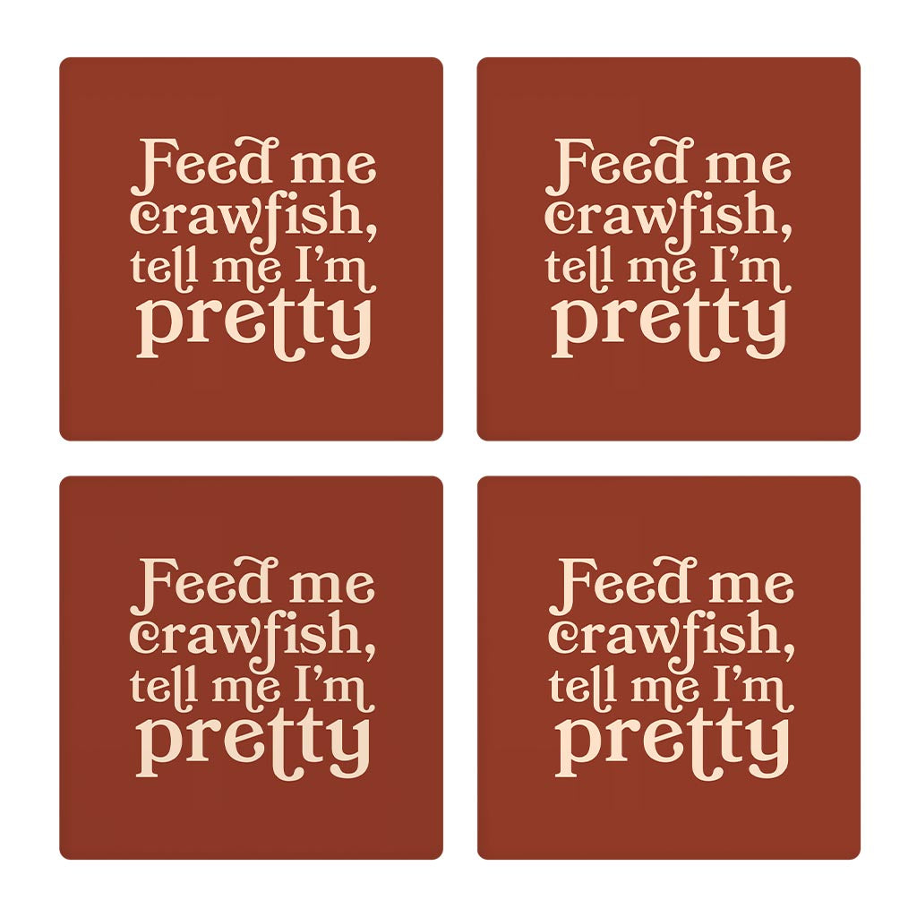 Modern Minimalist Louisiana Feed Me Crawfish | Absorbent Coasters | Set of 4 | Min 2