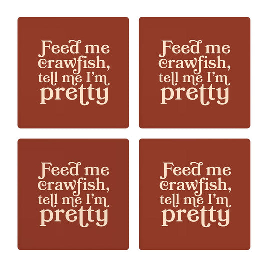 Modern Minimalist Louisiana Feed Me Crawfish | Absorbent Coasters | Set of 4 | Min 2