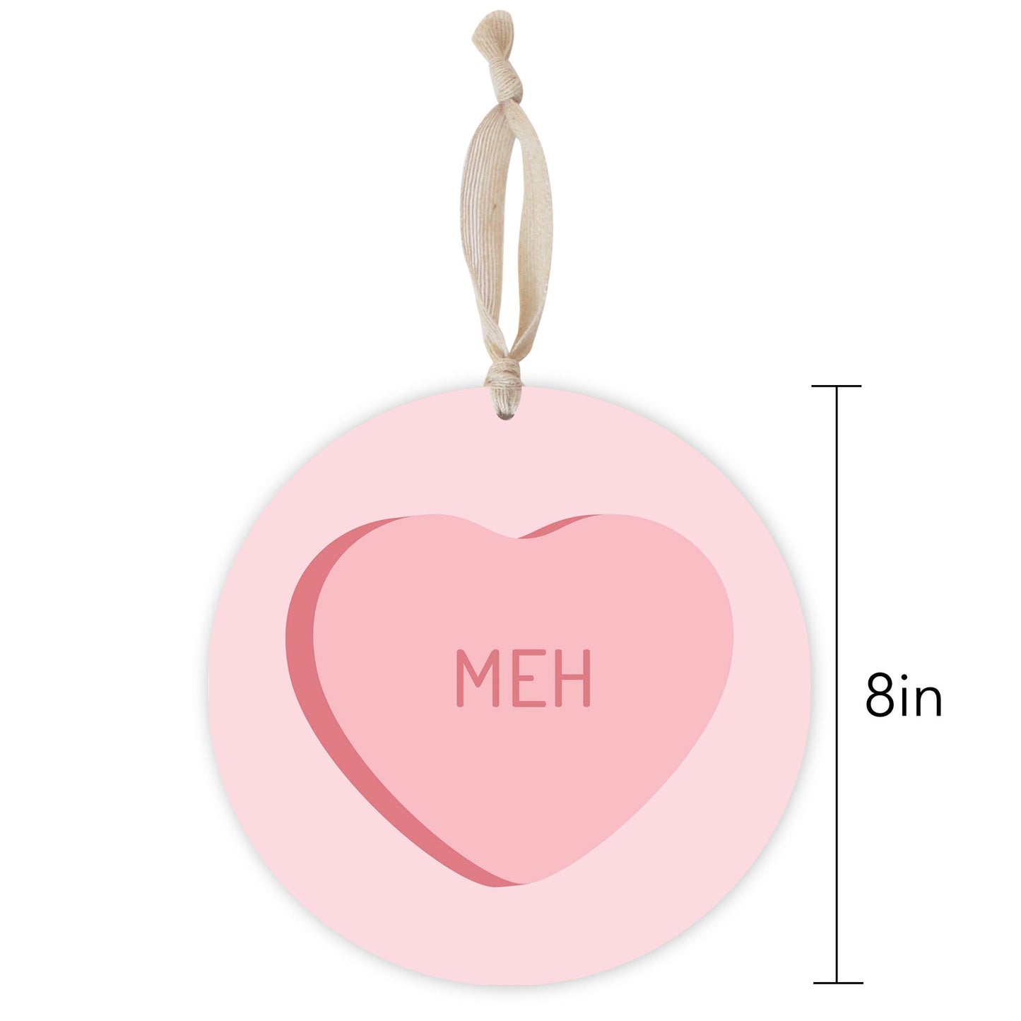 Funny Message Hearts Meh | Wood Ornament | Eaches | Min 1