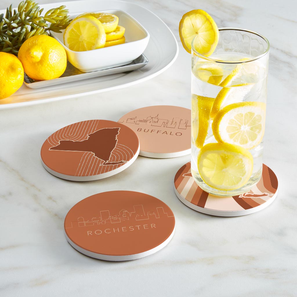 Modern Minimalist New York State Shapes Skylines | Absorbent Coasters | Set of 4 | Min 2