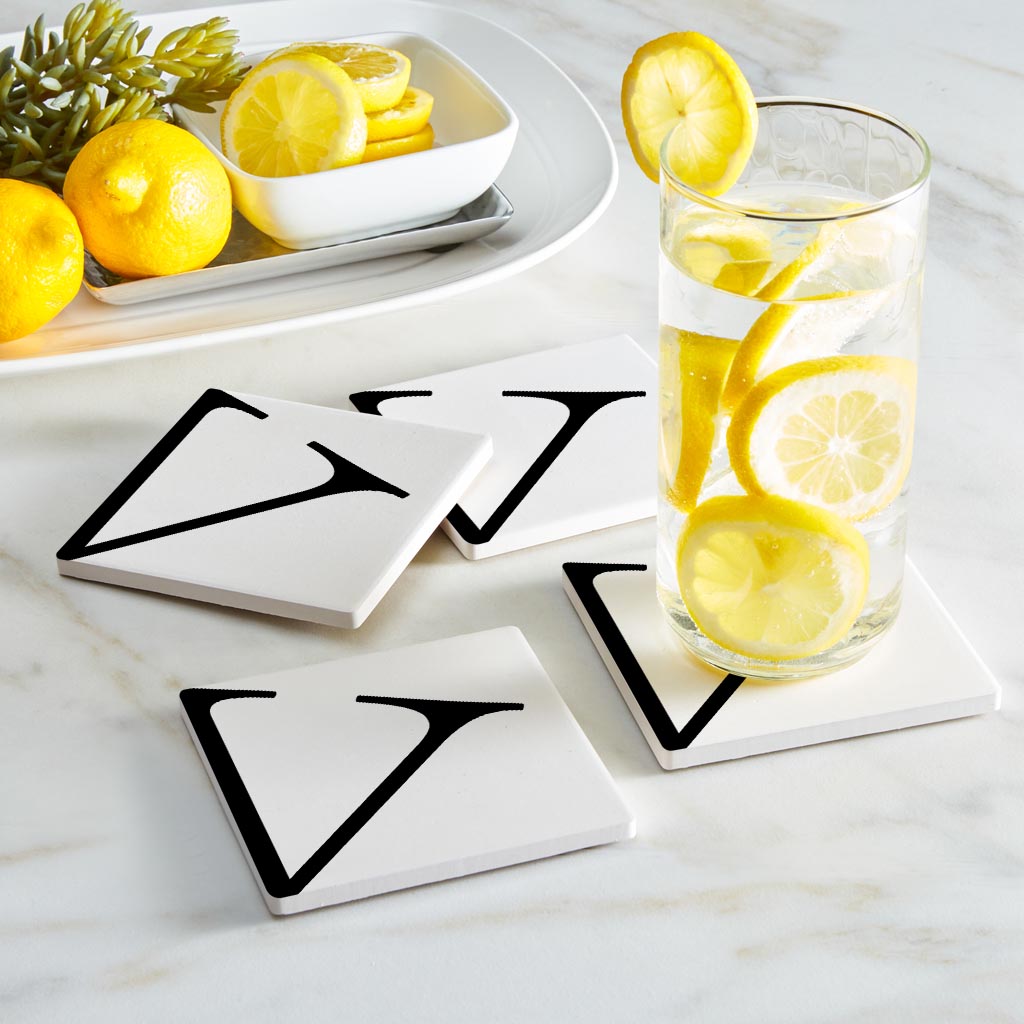 Minimal Monogram V | Absorbent Coasters | Set of 4 | Min 2