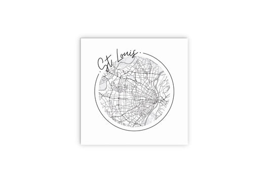 Minimalist B&W Missouri St Louis Circle Map | Wood Sign | Eaches | Min 2