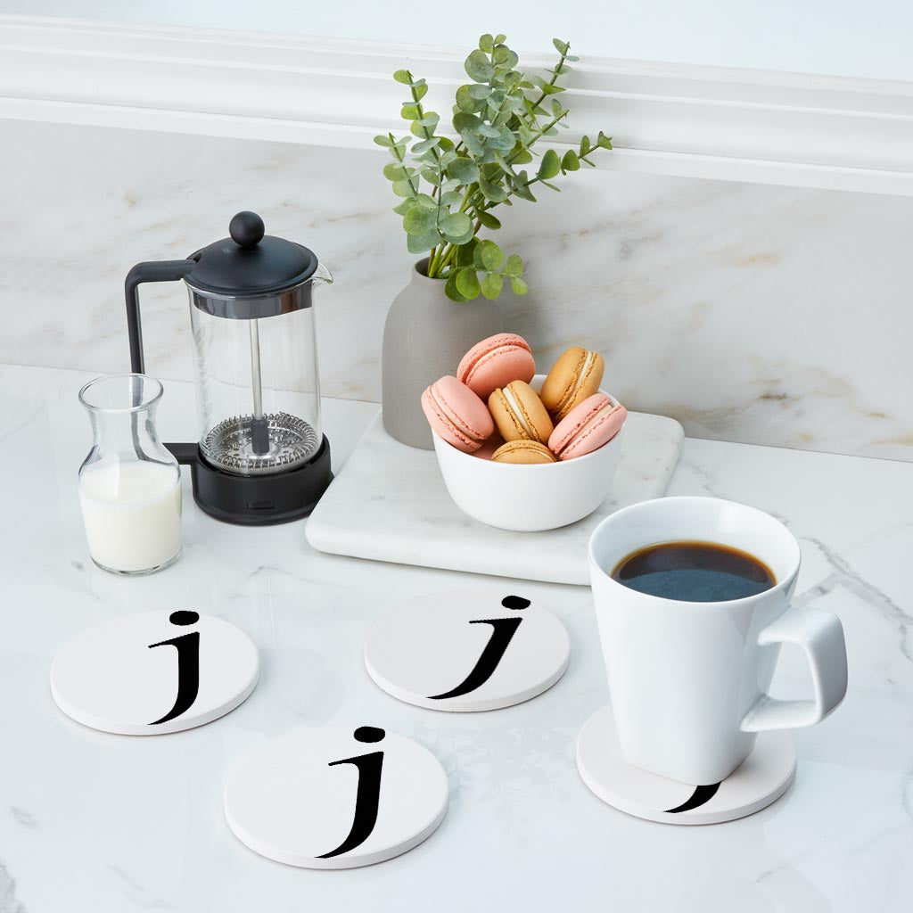 Minimalist Monogram J Circle | Absorbent Coasters | Set of 4 | Min 2