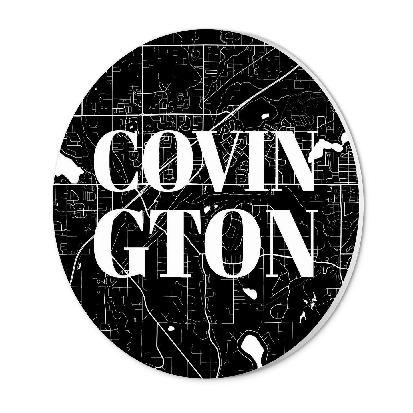 Minimalistic B&W Washington Covington Map | Wood Sign | Eaches | Min 1